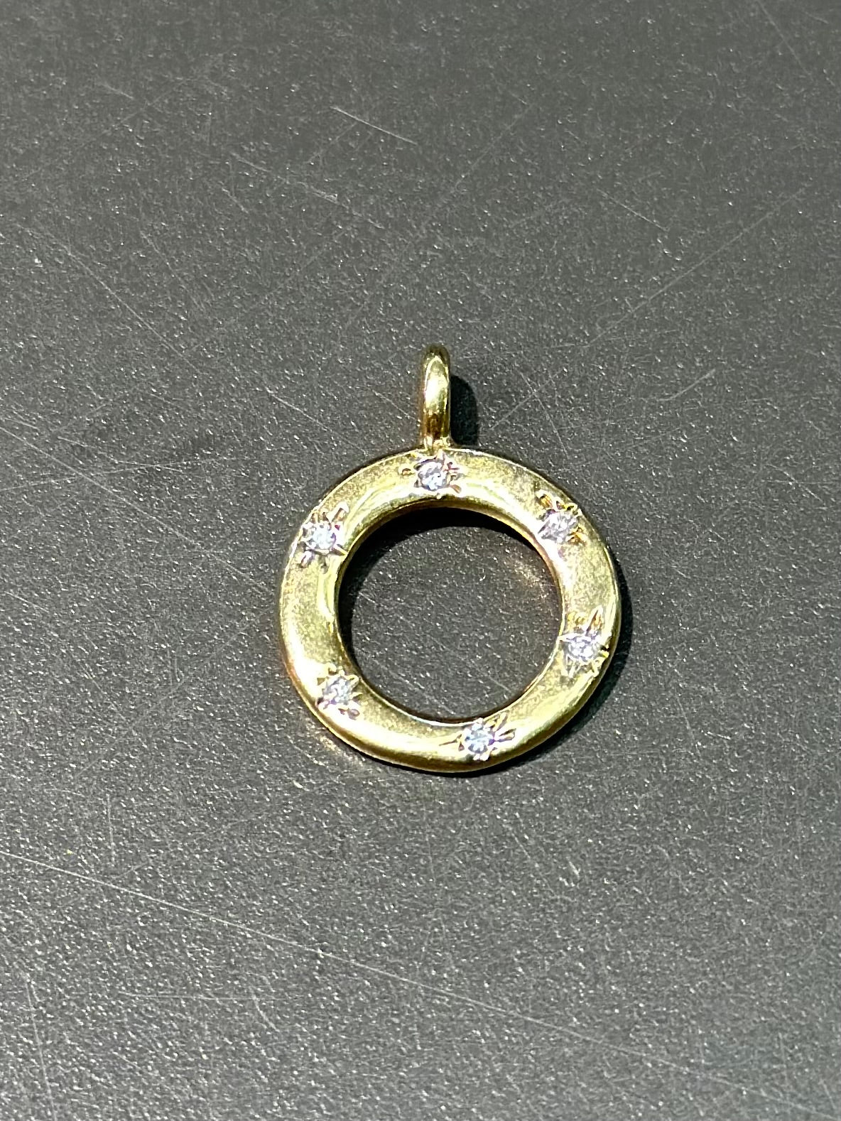 Vintage 14K Gold Starburst Open Circle Pendant