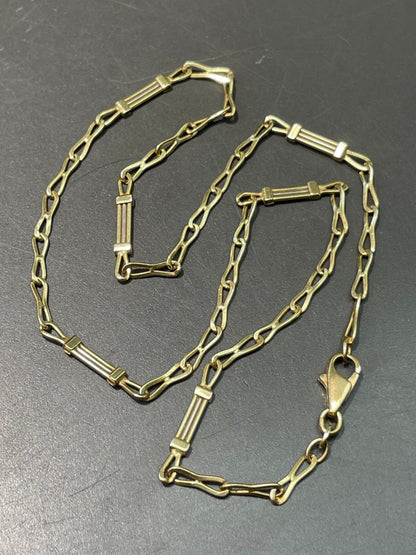 Vintage 18K Yellow Gold Fancy Link Necklace 16.5 inch