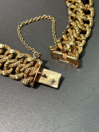 Antique French 18K Yellow Gold Repoussé Chain Bracelet