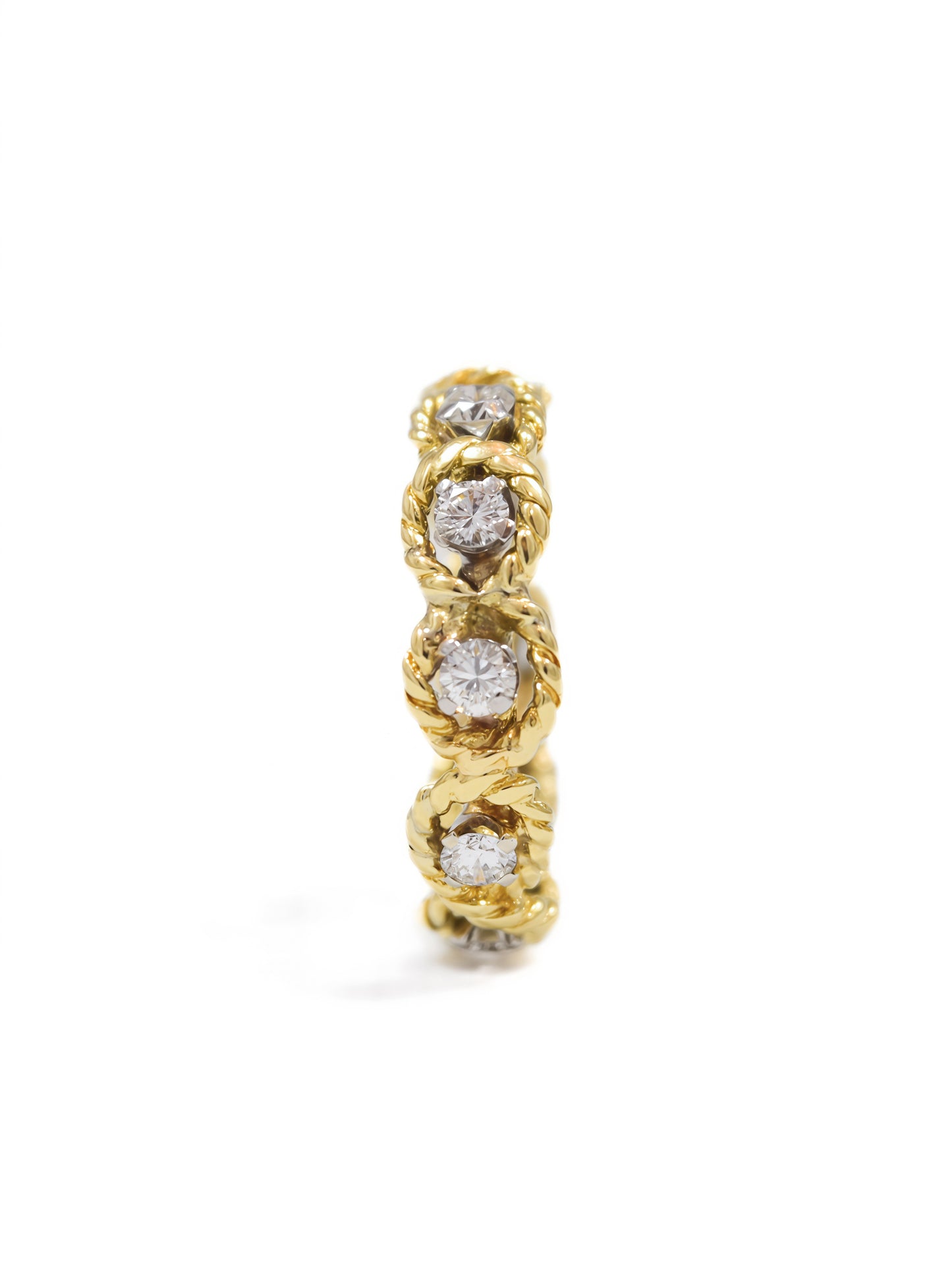 18K Gold 0.70 CTW Diamond Twisted Rope Band Ring
