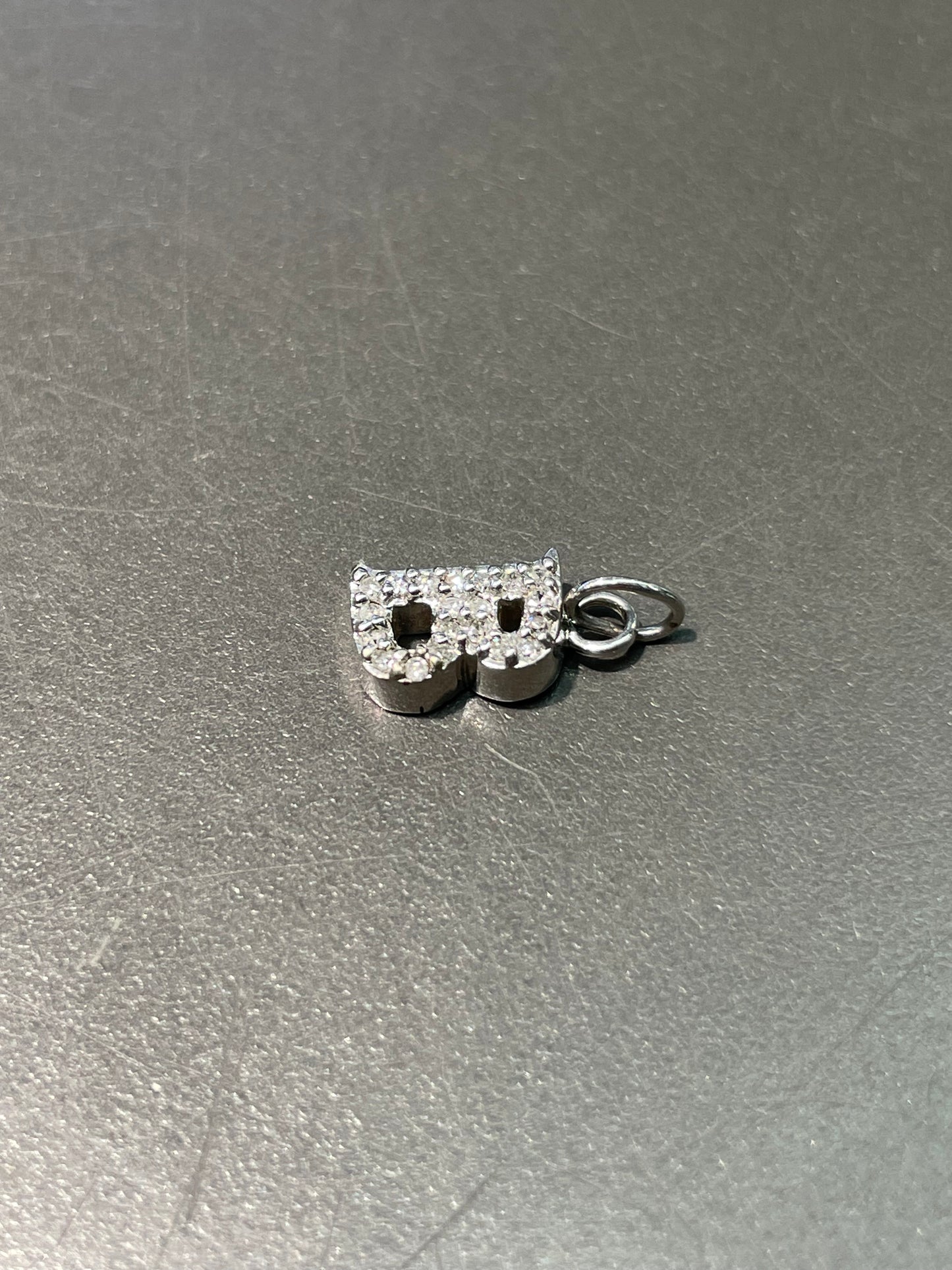 14K White Gold Diamond Letter B Charm
