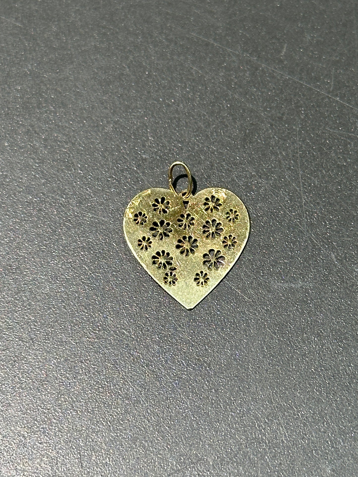 14K Gold Heart Daisy Tree Charm