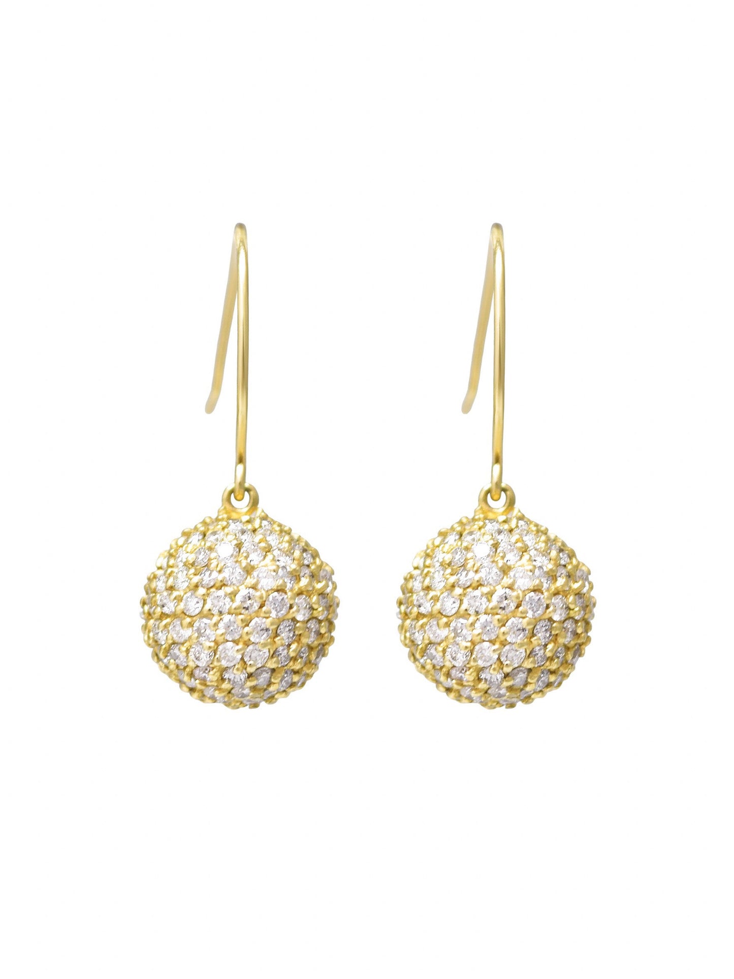 14K Gold 2.52 CTW Diamond Pave Ball Dangle Earring