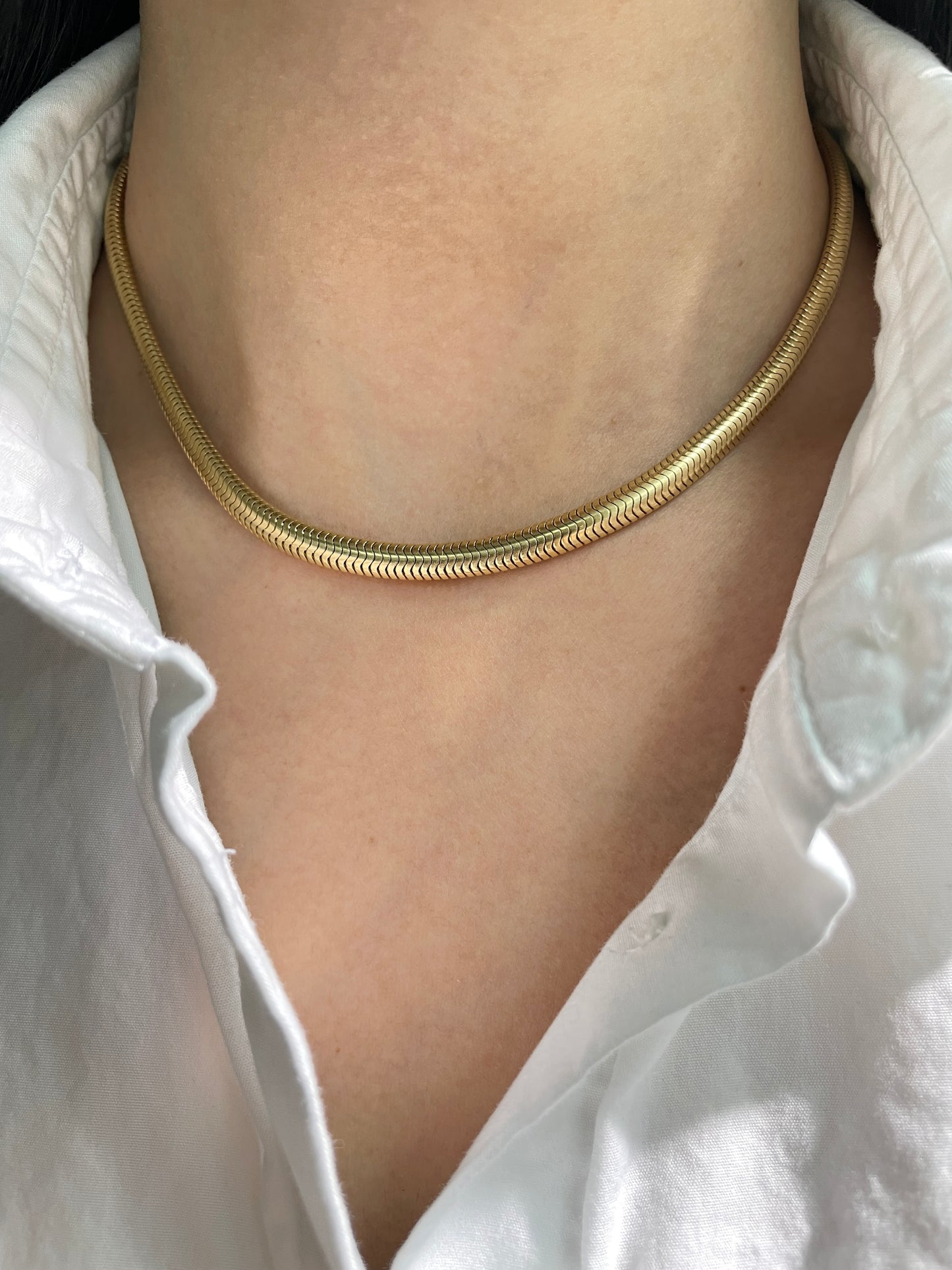 Retro 14K Gold Snake Chain Necklace