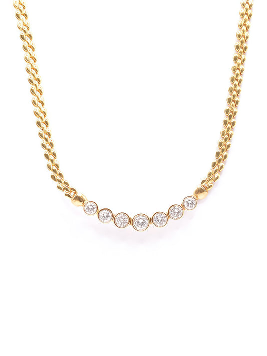 14K Yellow Gold 1.85 CTW Diamond Bezel Bubble Chain Necklace