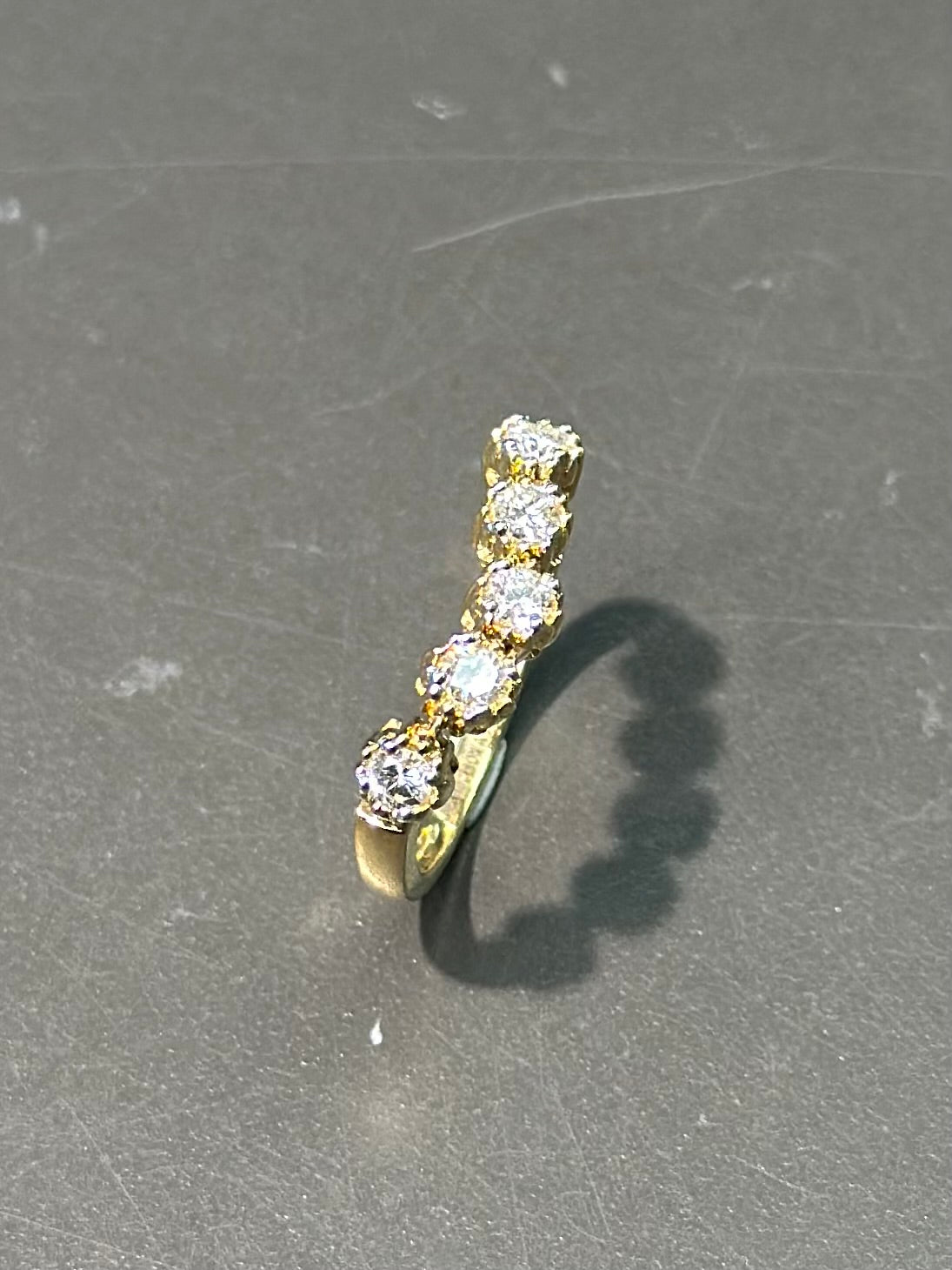 Sonia B. 18K Gold Diamond Half Band Flex Ring SZ 7