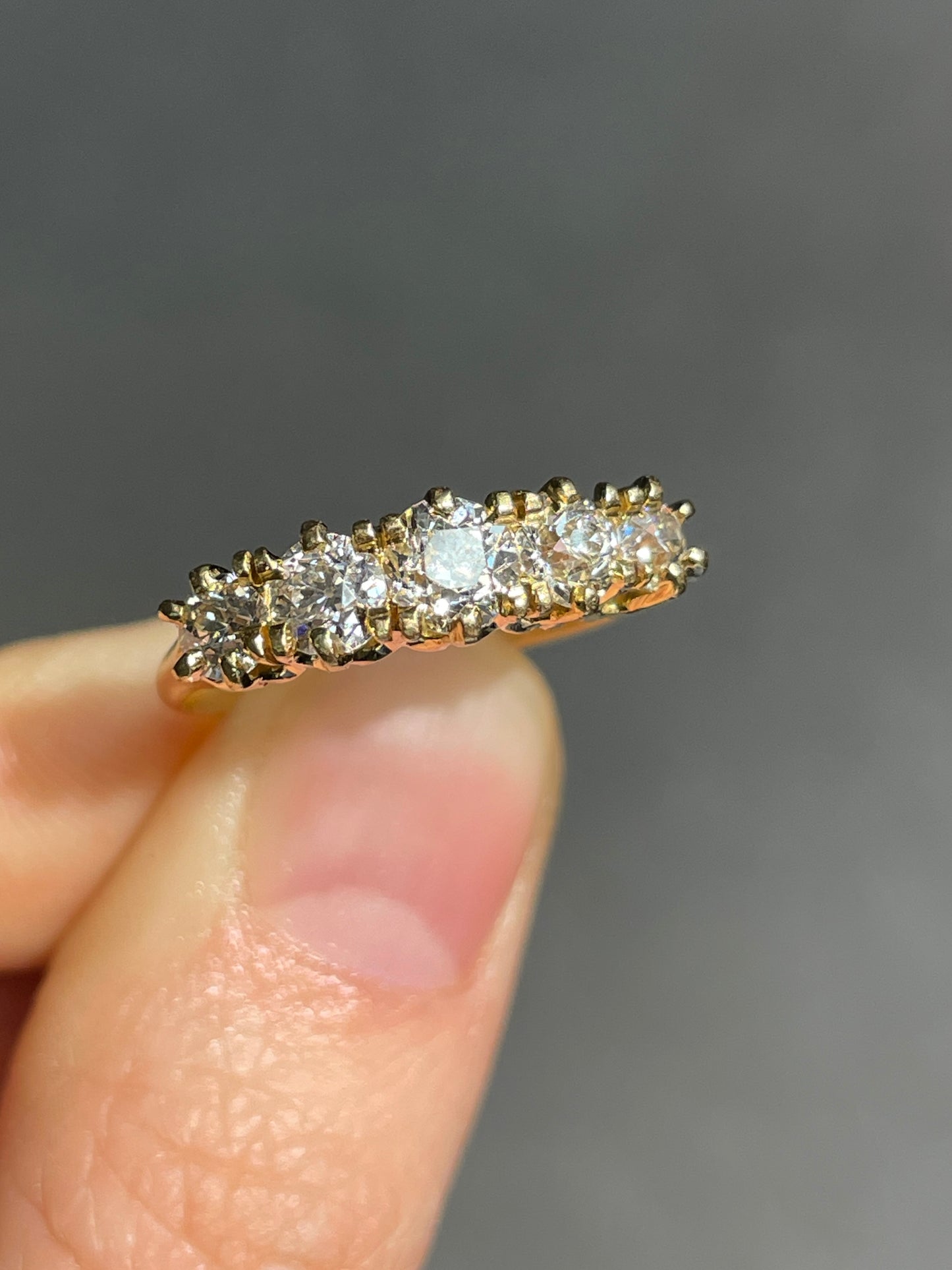 Antique Birks 14K Gold 1.46 CTW Five Stone Diamond Ring
