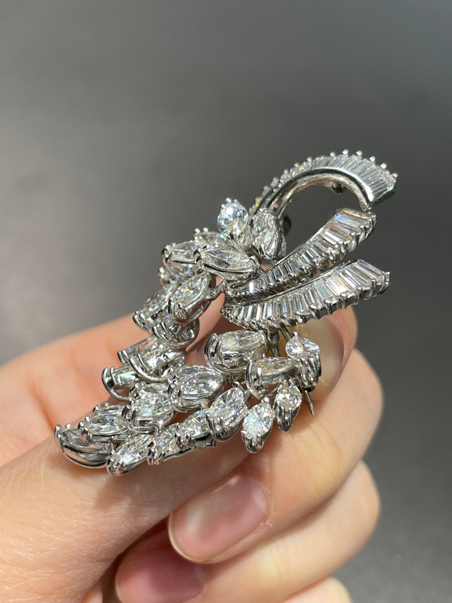 Vintage Platinum 16.52 CTW Diamond Articulating Brooch