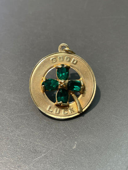 Vintage 14K Yellow Gold Good Luck Clover Charm Pendant