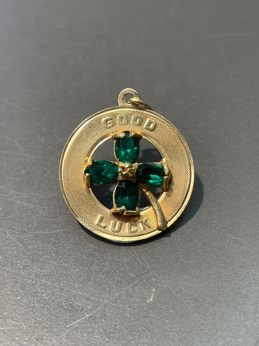 Vintage 14K Yellow Gold Good Luck Clover Pendant