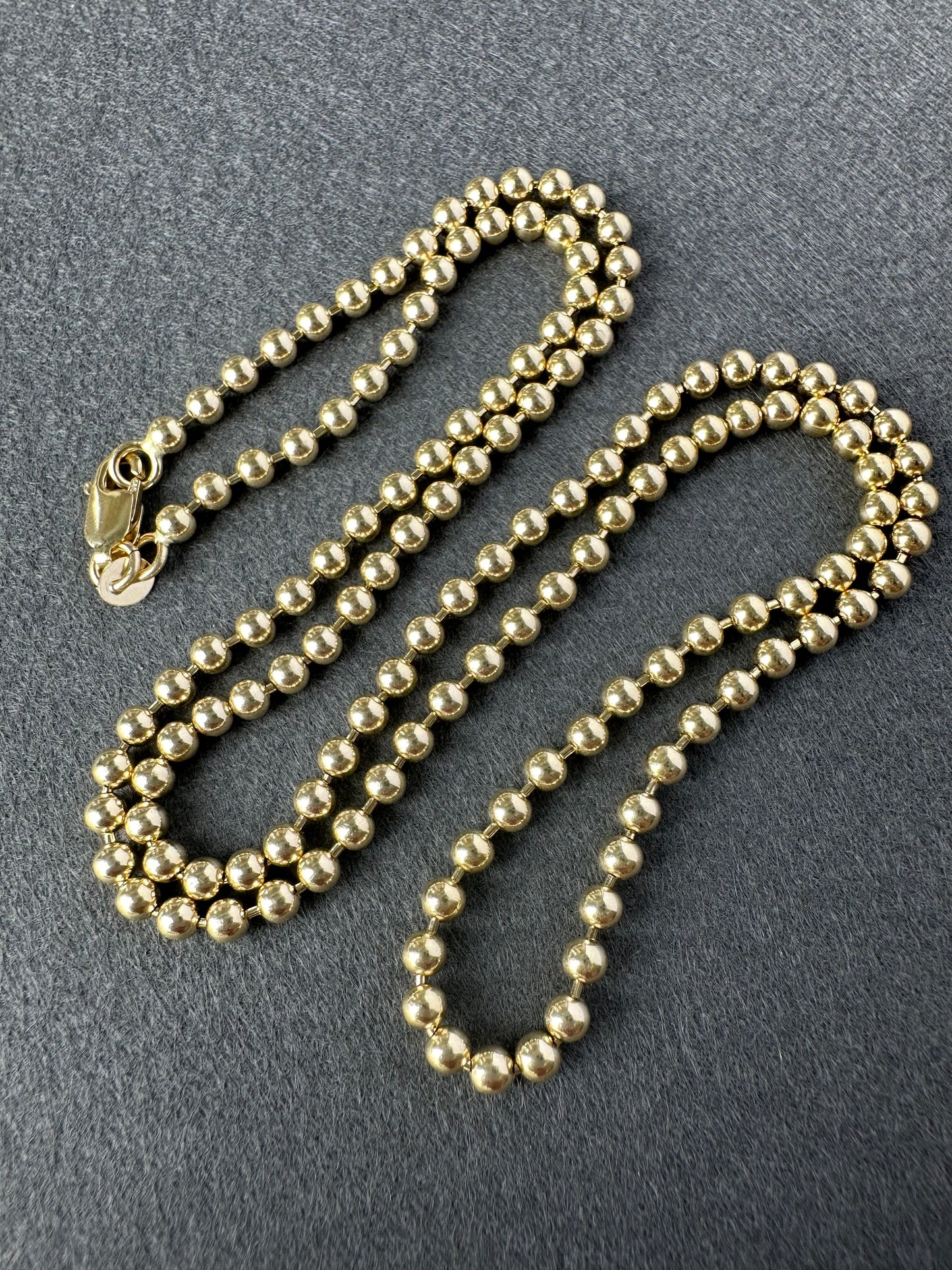 14K Gold 3.0 mm Solid Beaded Flush Chain Necklace