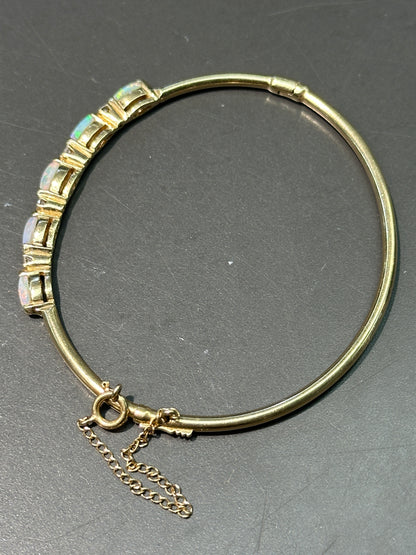 复古 14K 金蛋白石钻石手链
