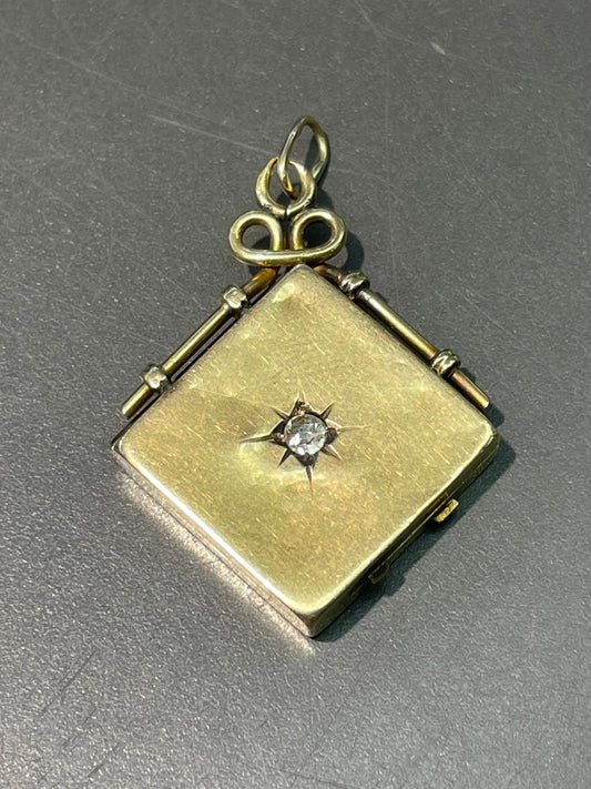 古董 18K 黄金 0.22 CTW 钻石星形方形小盒