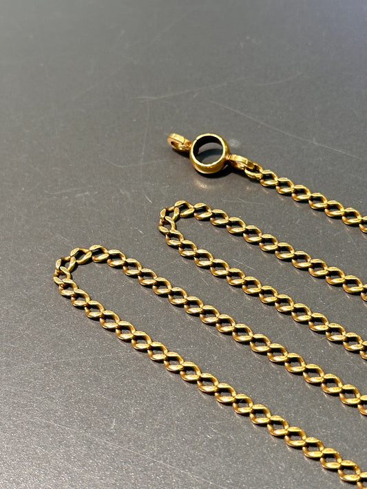 Vintage 14K Gold Curb Link Watch Chain Necklace