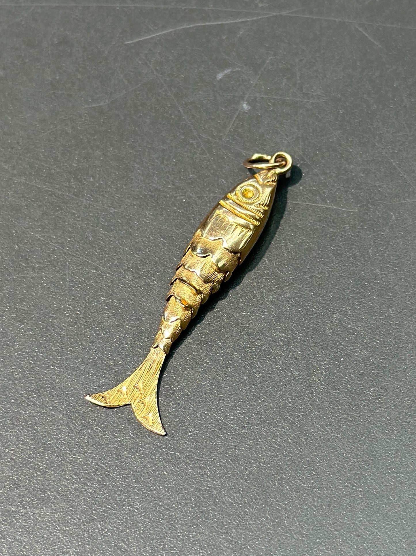 Vintage 18K Gold Articulated Fish Charm