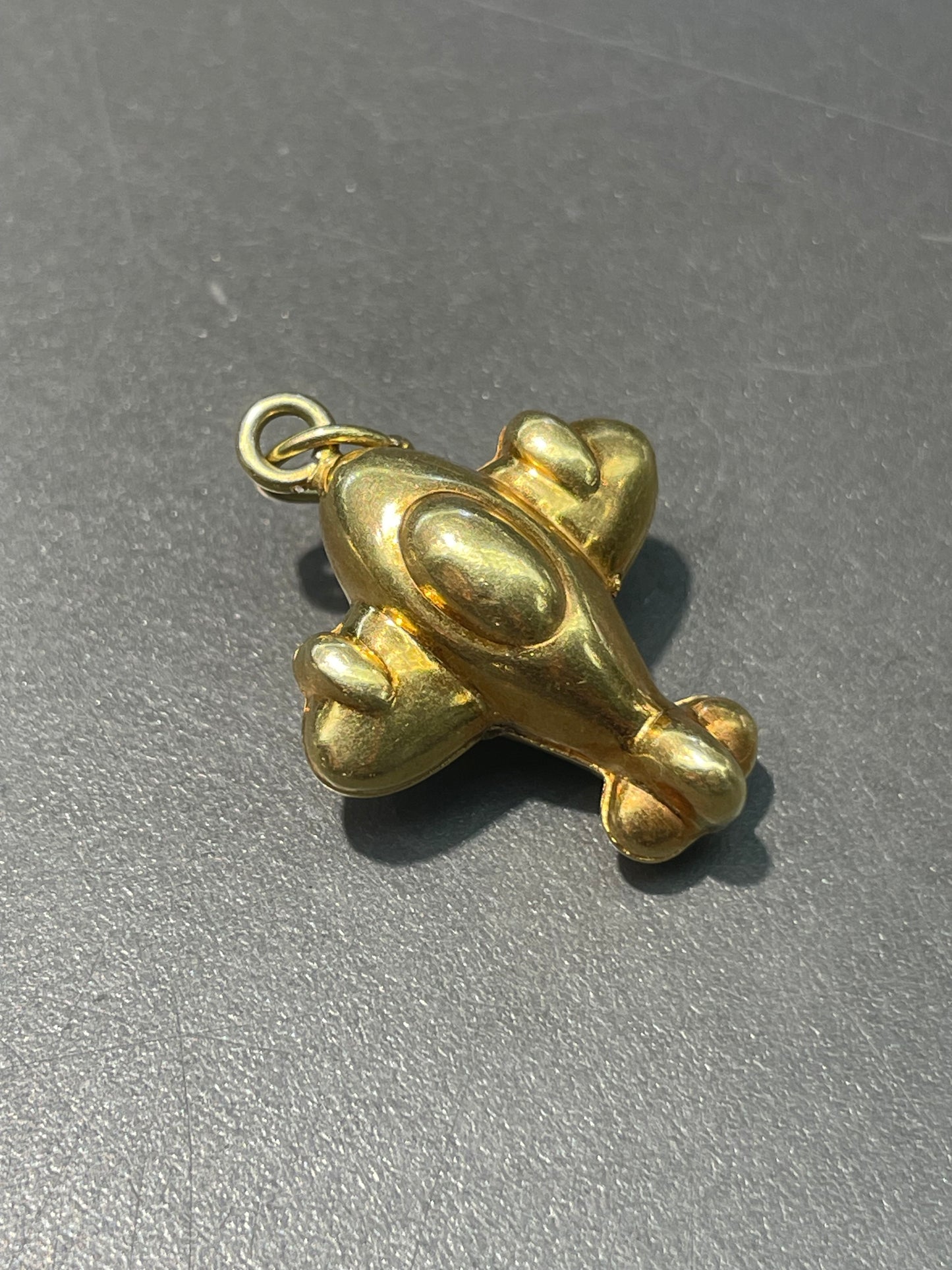 Vintage 18K Yellow Gold Puffy Airplane Charm