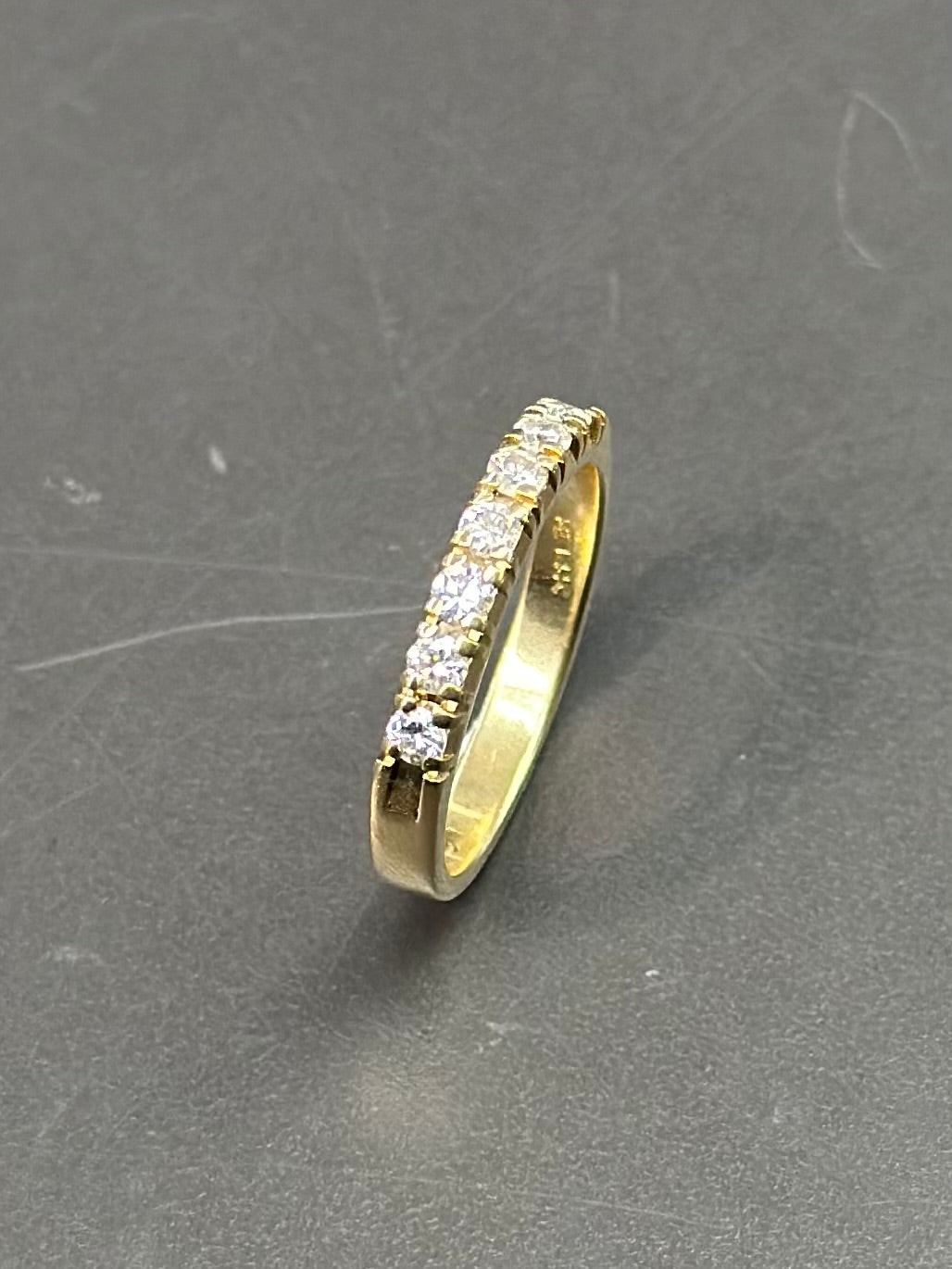 18K Gold Half Diamond Eternity Ring SZ 5.75