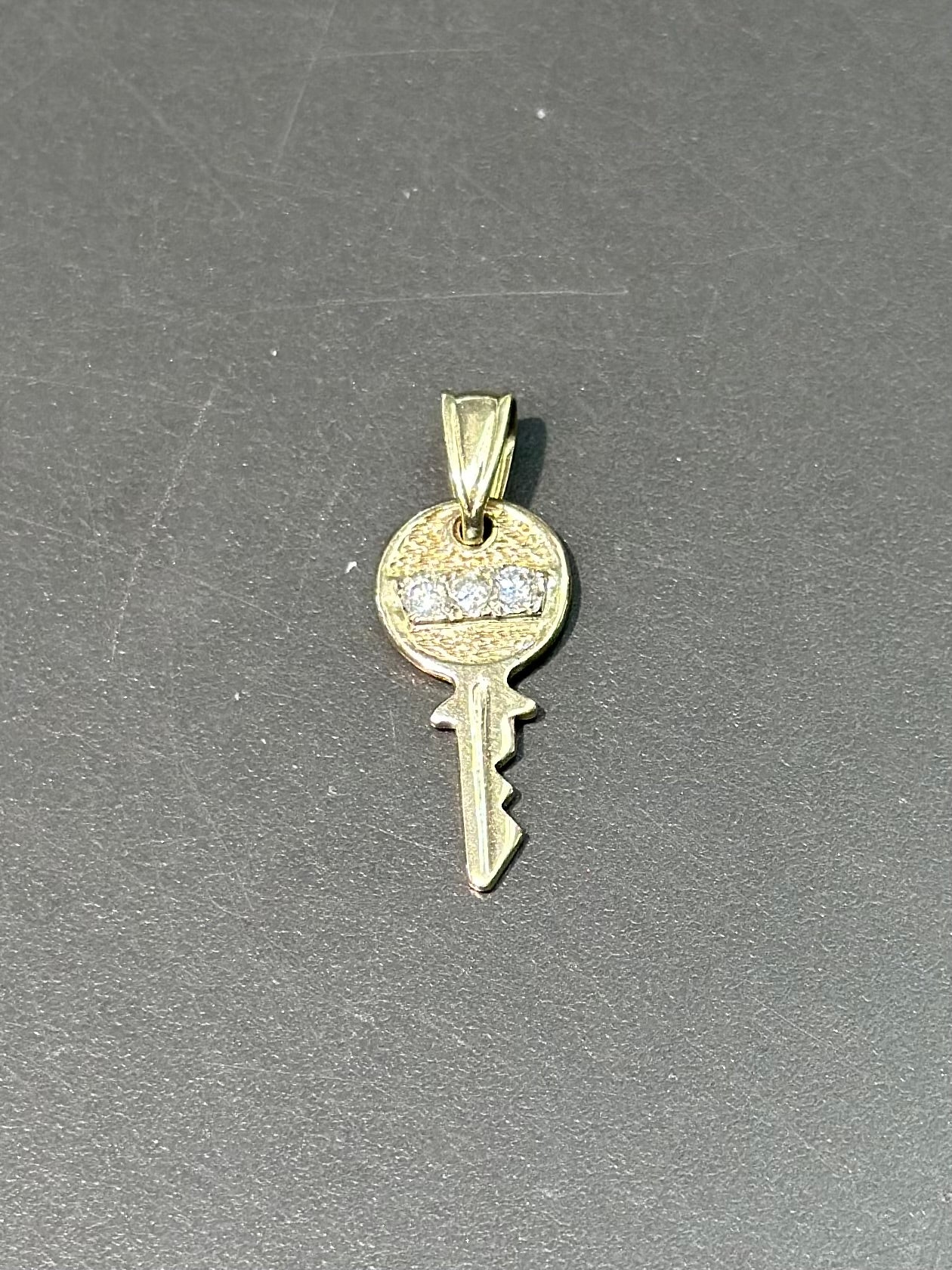 Vintage 14K Gold Diamond “Open Your Heart Key” Charm