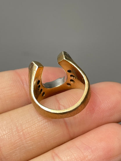 Vintage 14K Yellow Gold 0.32 CTW Diamond Horseshoe Ring