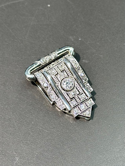 装饰艺术 18K 金钻石礼服夹式胸针