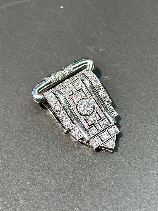 装饰艺术 18K 金钻石礼服夹式胸针