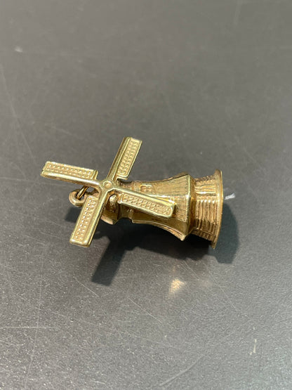 Vintage 14K Yellow Gold Articulating Dutch Windmill Charm Pendant