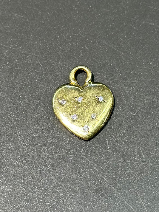 Pendentif coeur diamant vintage en or 14 carats