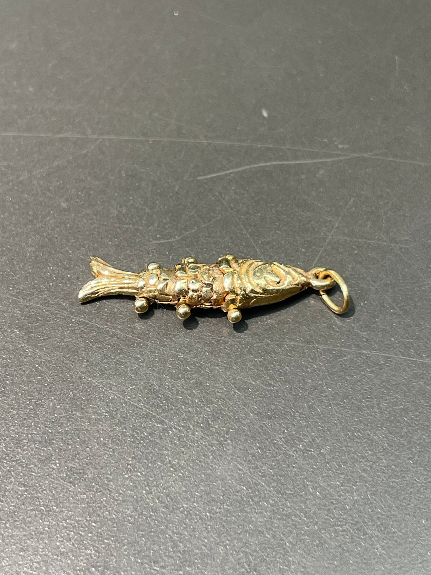 Vintage 14K Yellow Gold Small Articulating Fish Charm Pendant