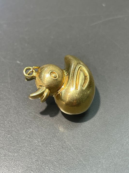 Vintage 18K Yellow Gold Puffy Ducky Charm