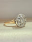 Antique Platinum 14K Gold Diamond Cluster Ring SZ 4.5