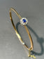 Antique French 18K Gold Natural Sapphire Diamond Halo Bangle Bracelet