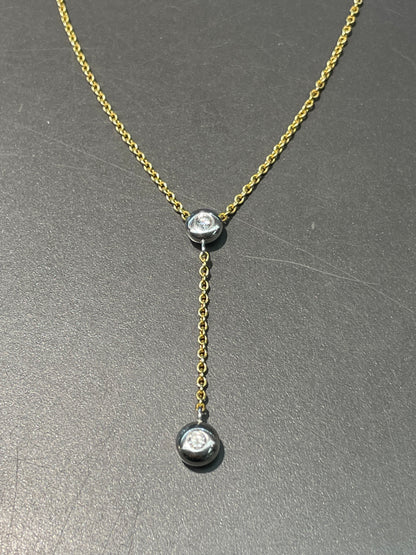 18K Yellow Gold 0.45 CTW Diamond Bezel Lariat Necklace