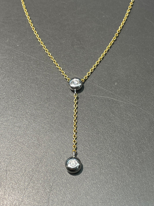 18K Yellow Gold 0.45 CTW Diamond Bezel Lariat Necklace