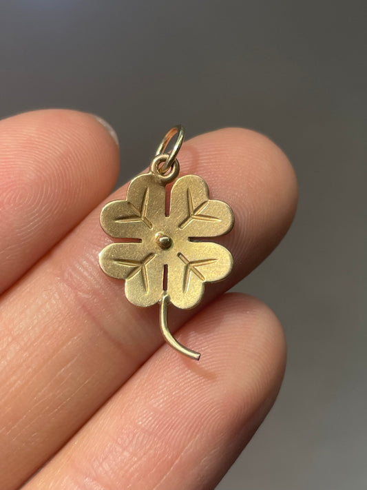 Vintage 18K Yellow Gold Four Leaf Clover Charm