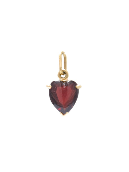 Vintage 14K Gold Garnet Heart Charm
