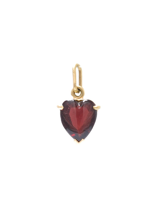 Vintage 14K Gold Garnet Heart Charm