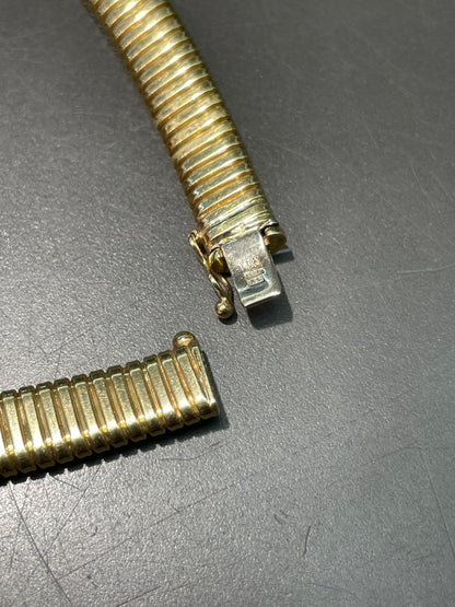 Retro 14K Yellow Gold Tubogas Slinky Chain Choker Necklace