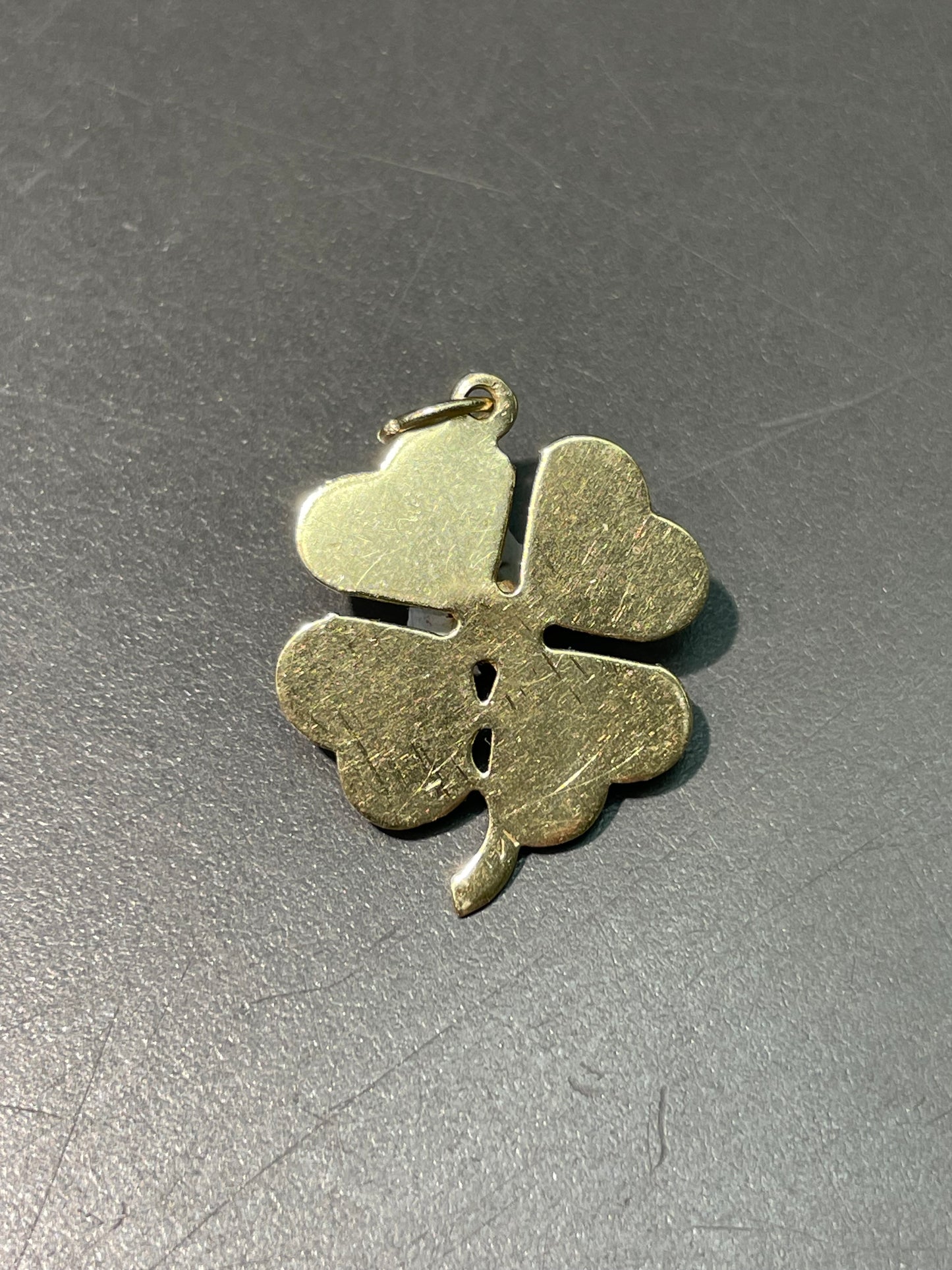 Vintage 14K Gold Citrine Four Leaf Clover Shamrock Charm