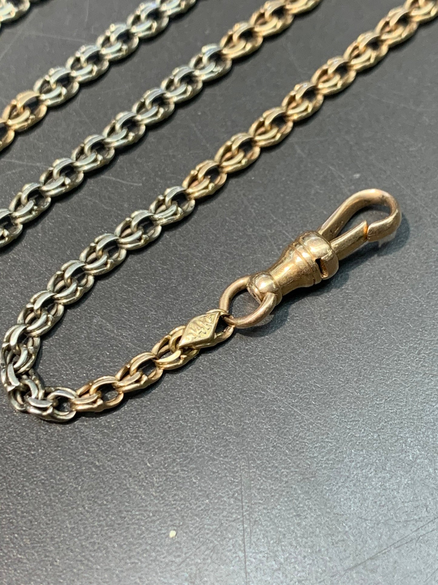 爱德华风格 14K 金双色表链项链