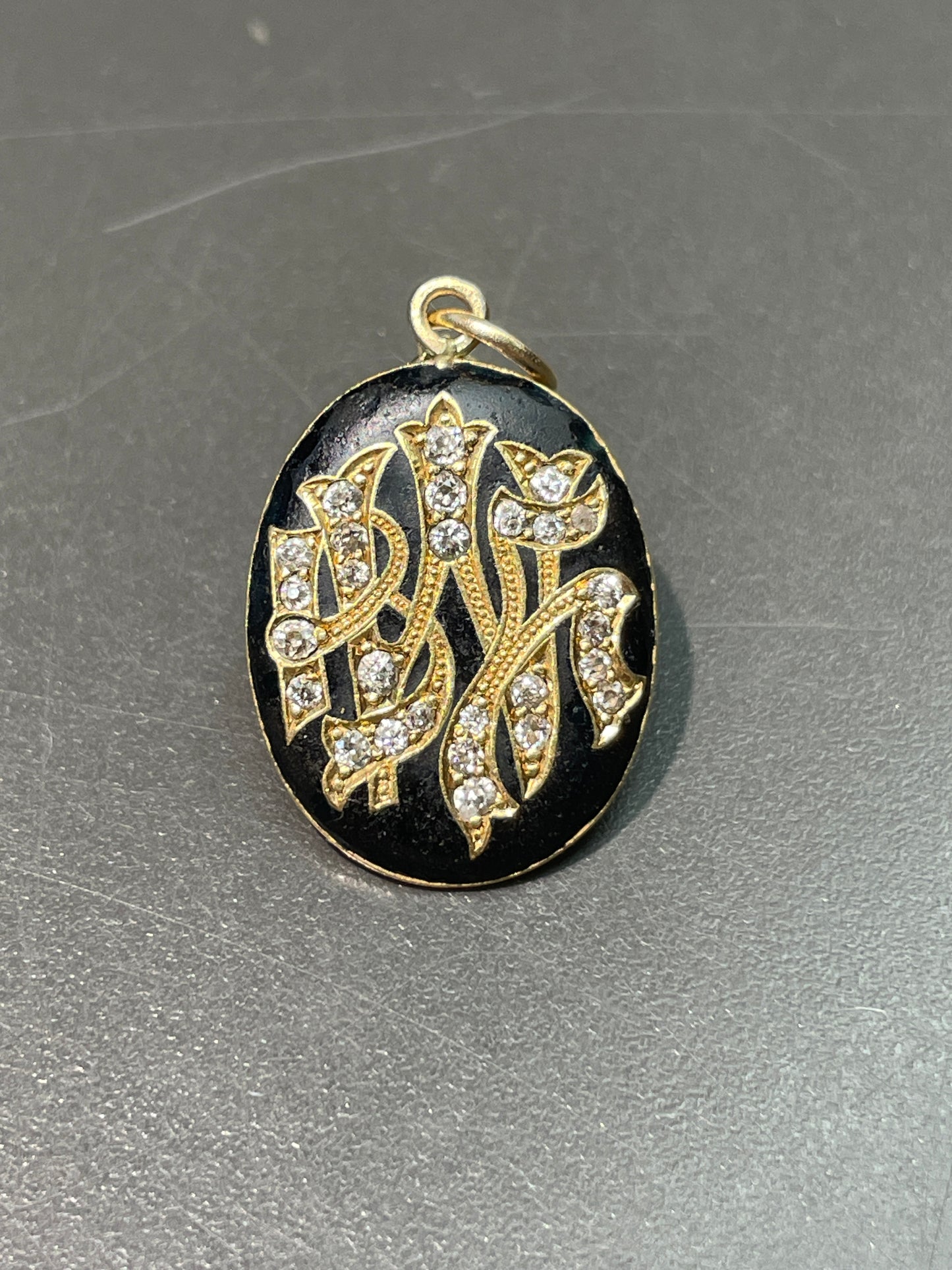 Antique J.E. Caldwell 18K Gold Diamond "W" Monogram Charm