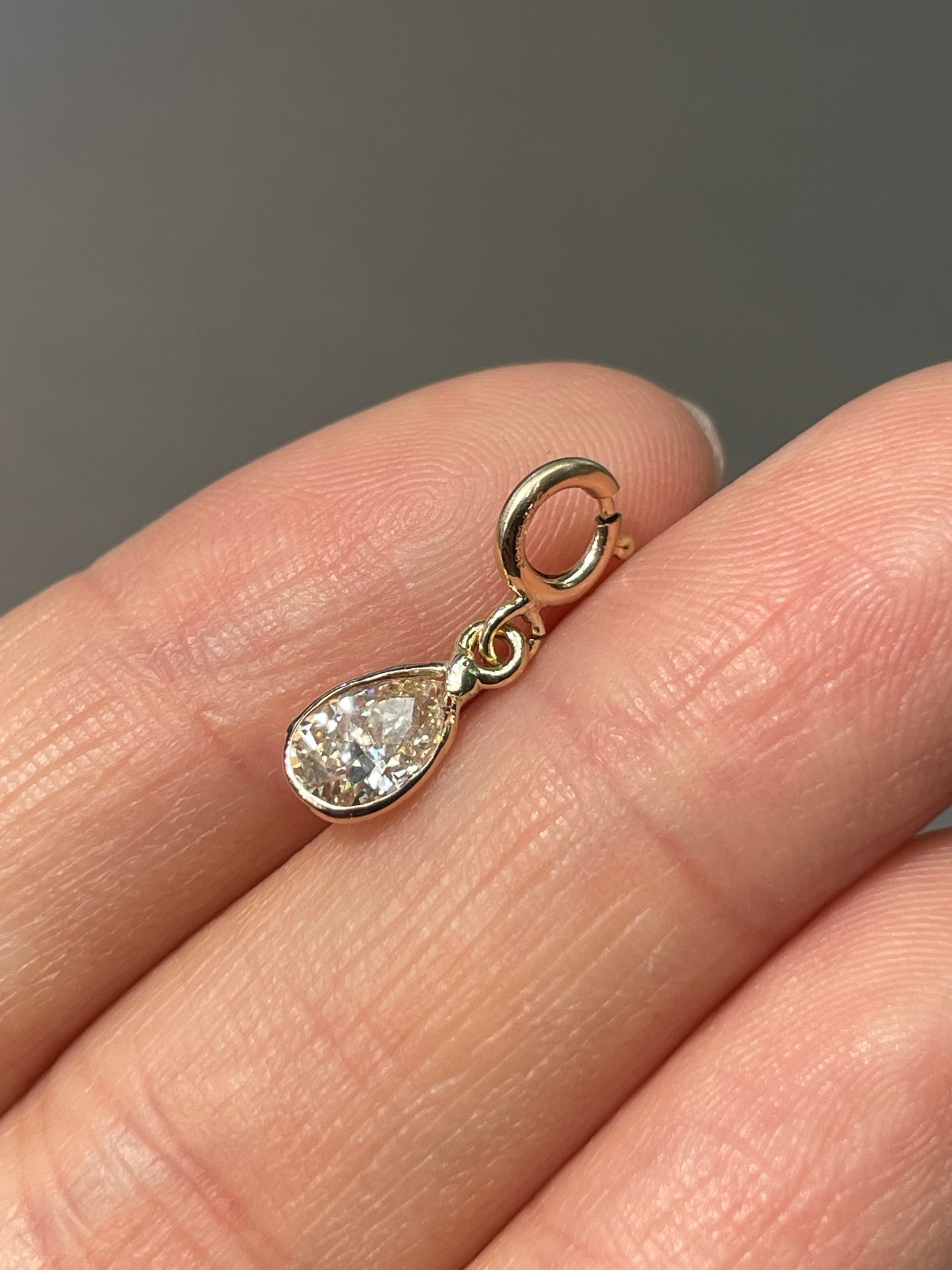 14K Yellow Gold 0.56 CTW Pear Drop Shape Diamond Bezel Charm