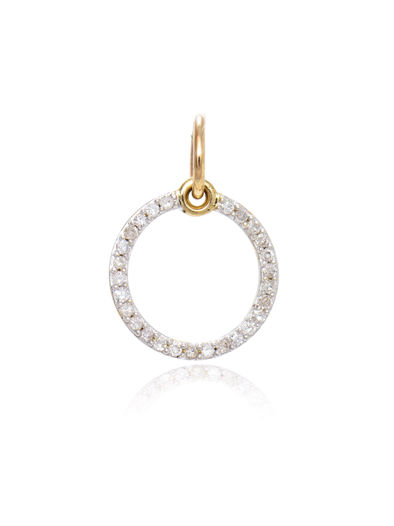 Vintage 14K Gold Diamond Open Circle Charm
