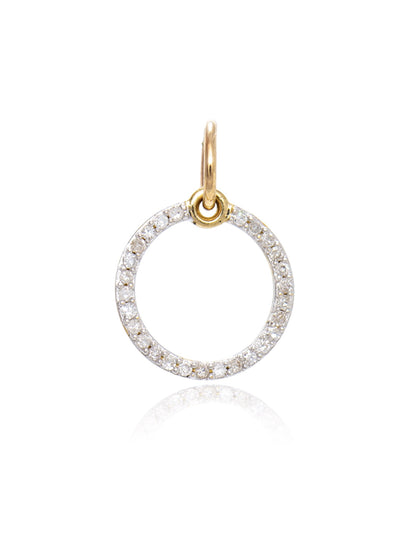 Vintage 14K Gold Diamond Open Circle Charm