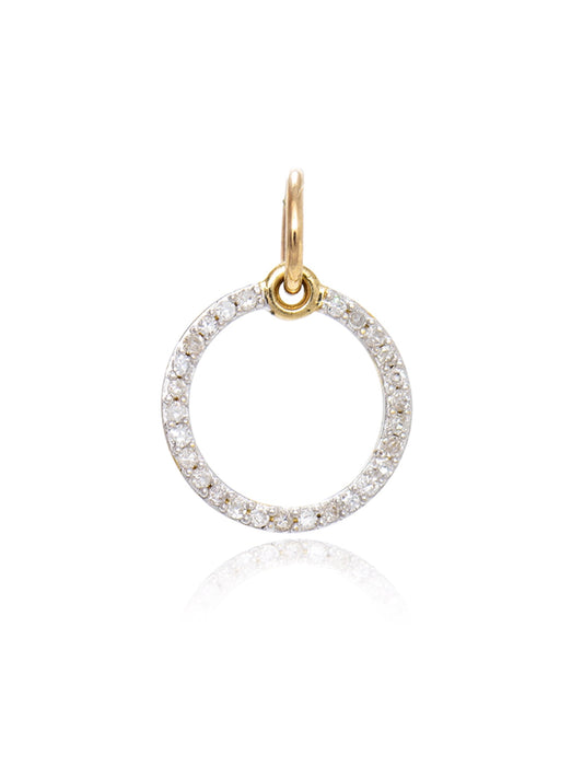 Vintage 14K Gold Diamond Open Circle Charm