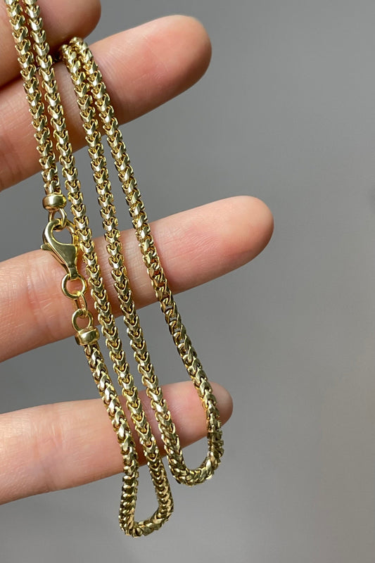 14K Gold 3.0 mm Woven Franco Chain Necklace