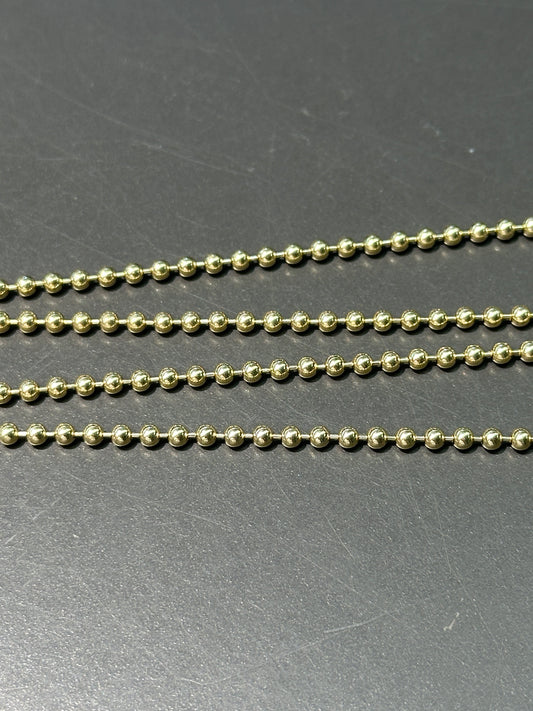 14K Gold Flush Bead Chain Necklace 20.0 inch