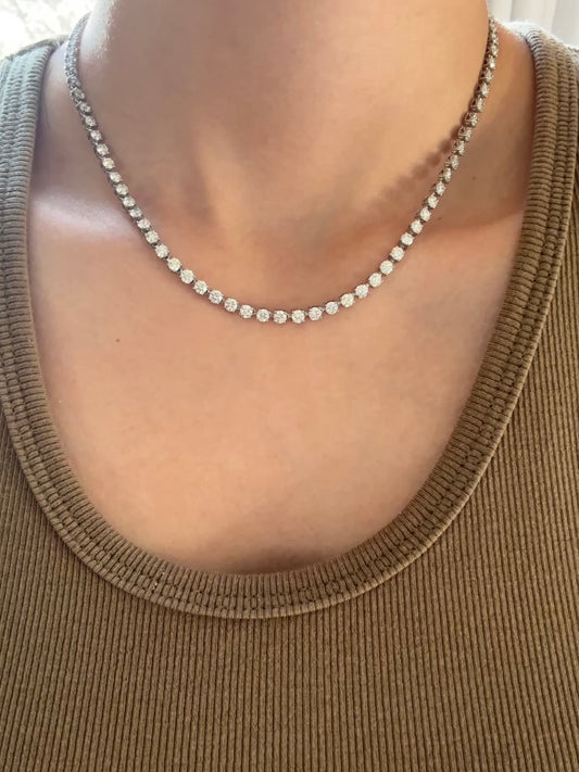 Platinum 8.7 CTW Diamond Graduated Tennis Riviera Necklace