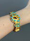 Victorian 14K Gold Turquoise Double Buckle Belt Motif Link Bracelet