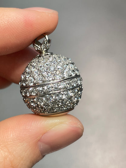 Antique Platinum 7.50 CTW Diamond Onyx Orb Watch Brooch