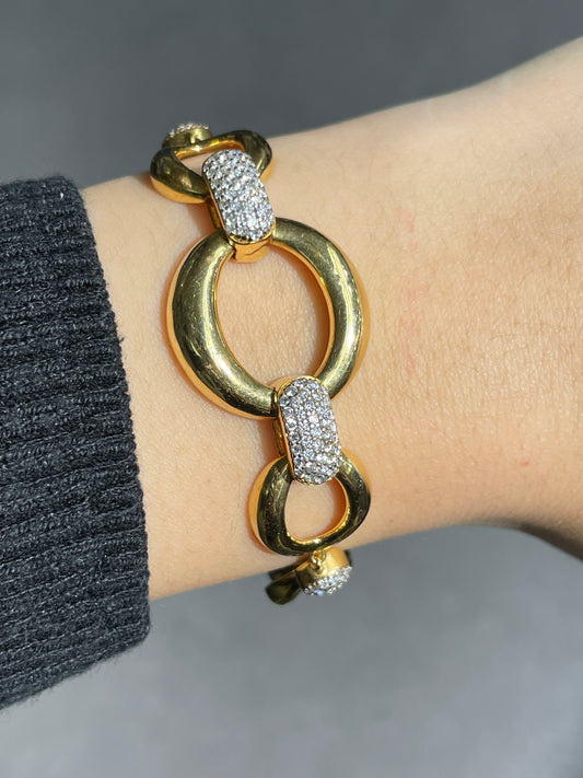 14K Yellow Gold 1.18 CTW Diamond Oval Link Bracelet